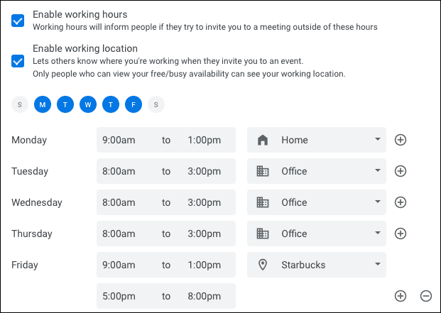 EnableWorkingHoursAndLocation GoogleCalendarHoursLocation - Πώς να εμφανίσετε ώρες εργασίας &amp; την τοποθεσία σας