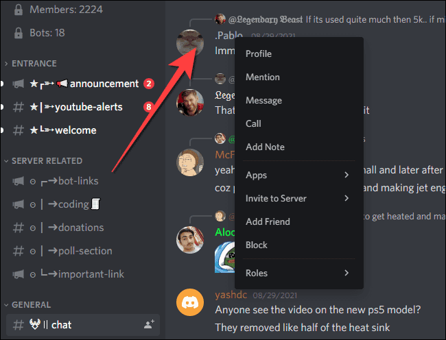 Right click on profile photo or username - Πώς να αποκλείσετε ή να ξεμπλοκάρετε άτομα