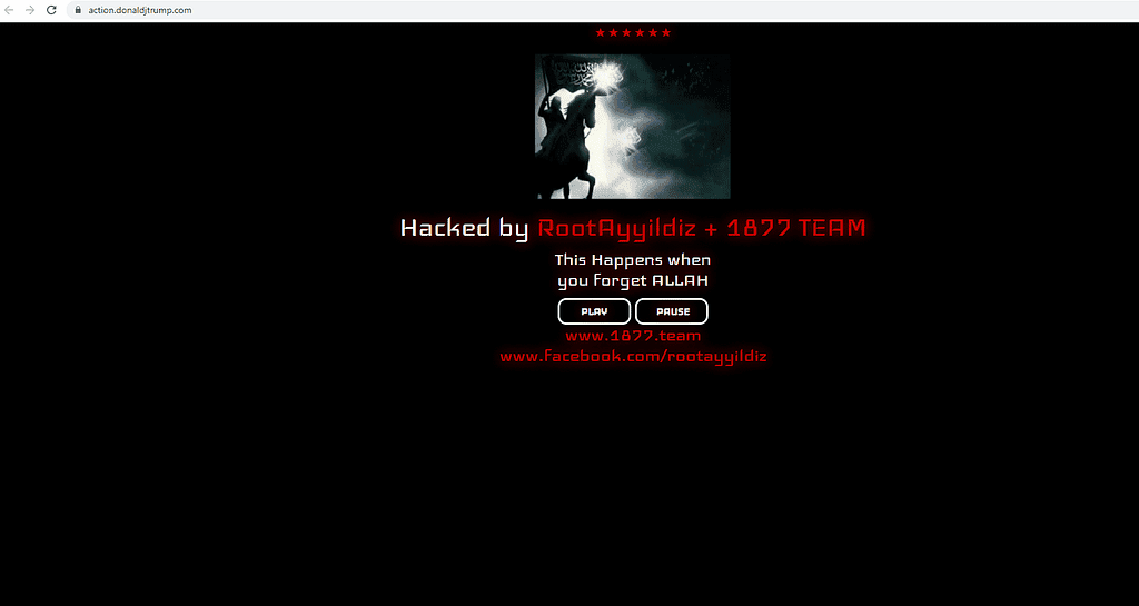ροοταυυλδιζ - Hacked site του Donald Trump από τον Τούρκο RootAyyildiz και 1877 Team