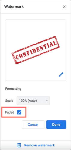 Faded GoogleDocsWatermark - Πώς να εισάγετε ένα υδατογράφημα εικόνας Faded GoogleDocsWatermark - Πώς να εισάγετε ένα υδατογράφημα εικόνας
