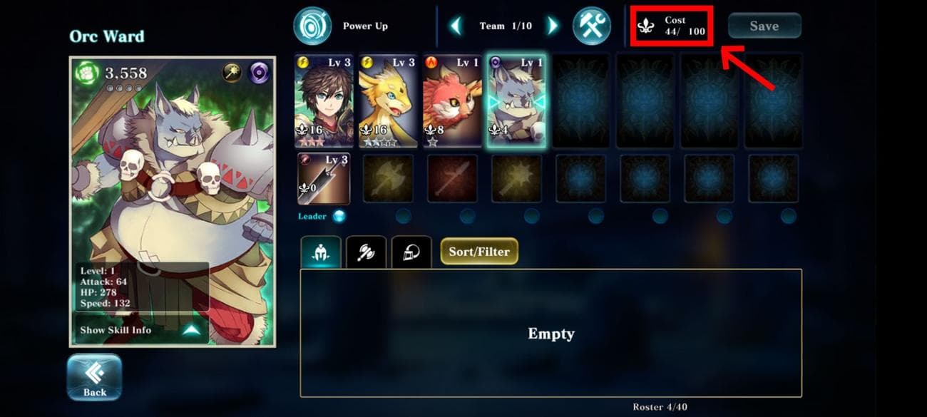 The cost to add teammates to your squad in Evertale