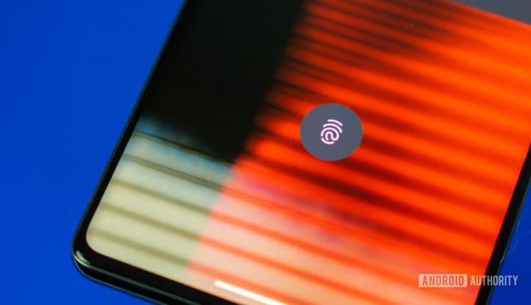 Google Pixel 7 Pro on screen fingerprint reader stock photo 1