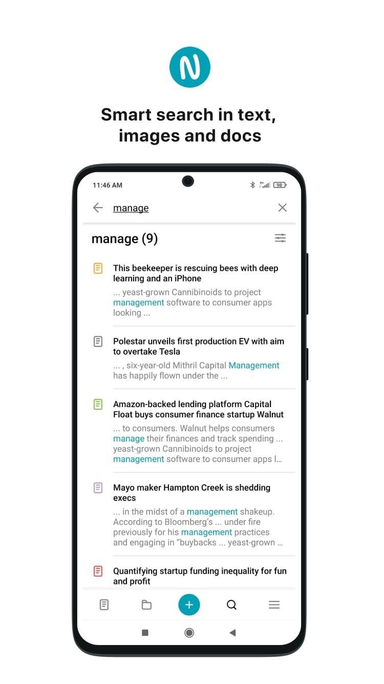Σελίδα αποτελεσμάτων αναζήτησης Nimbus Note