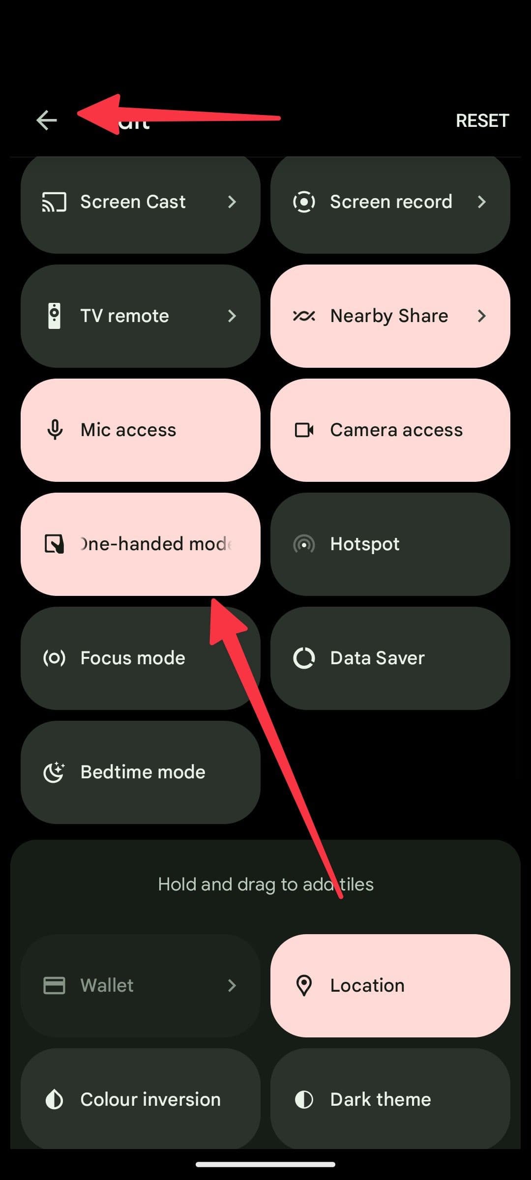 ελέγξτε τη λειτουργία με το ένα χέρι στις Γρήγορες εναλλαγές
