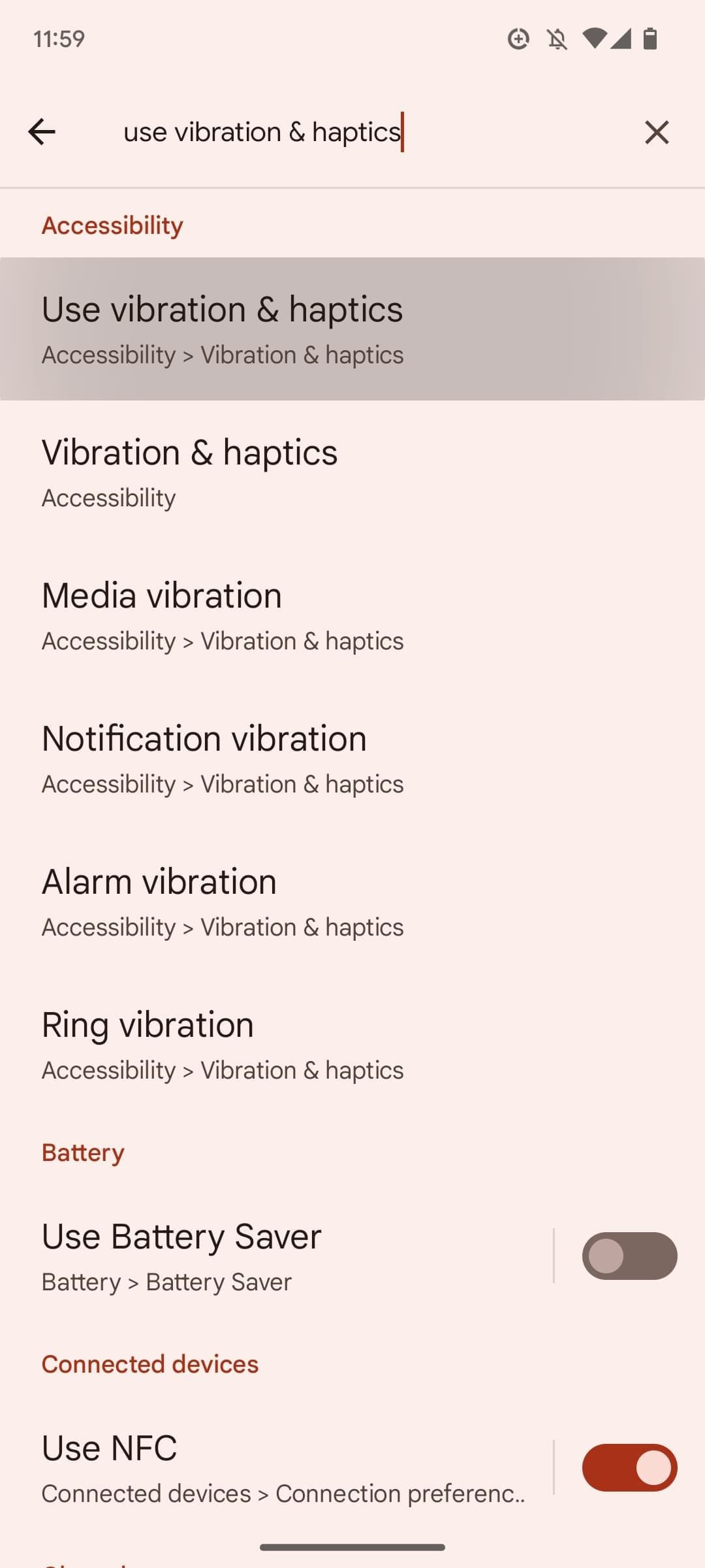 ρυθμίσεις δόνησης στο Android 13
