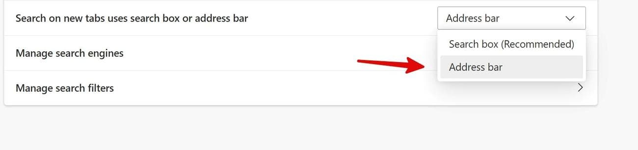γραμμή διευθύνσεων ως νέα καρτέλα στον Microsoft Edge