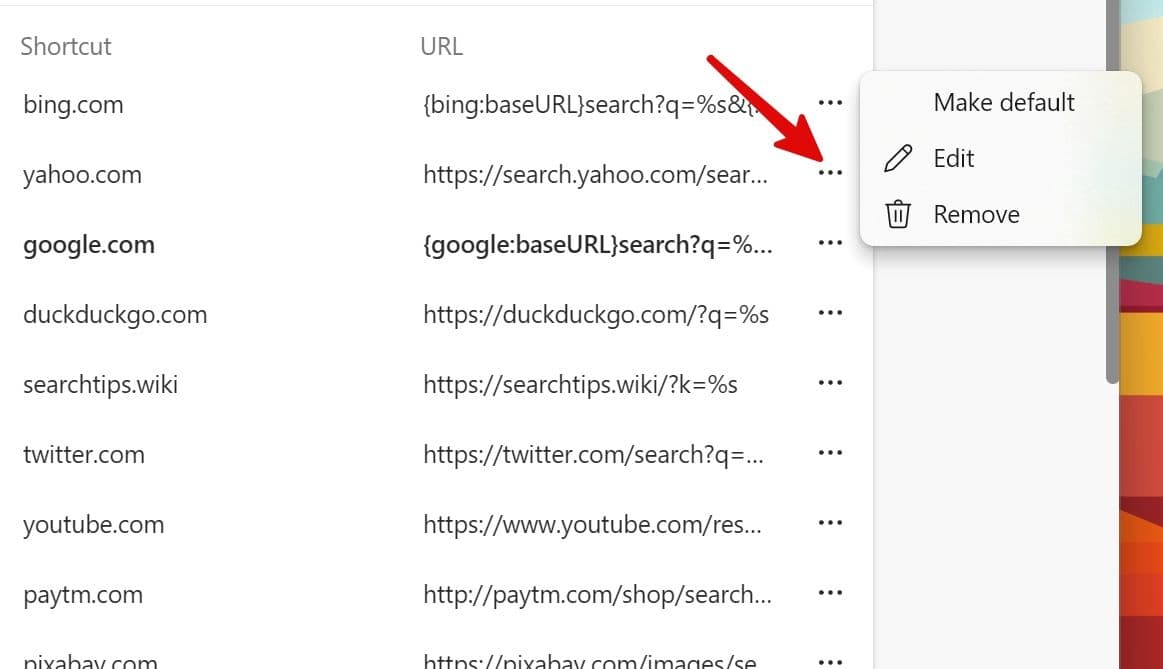 επεξεργαστείτε τη μηχανή αναζήτησης Microsoft Edge