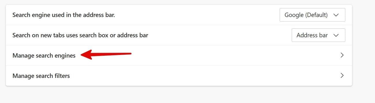 διαχείριση μηχανών αναζήτησης στον Microsoft Edge
