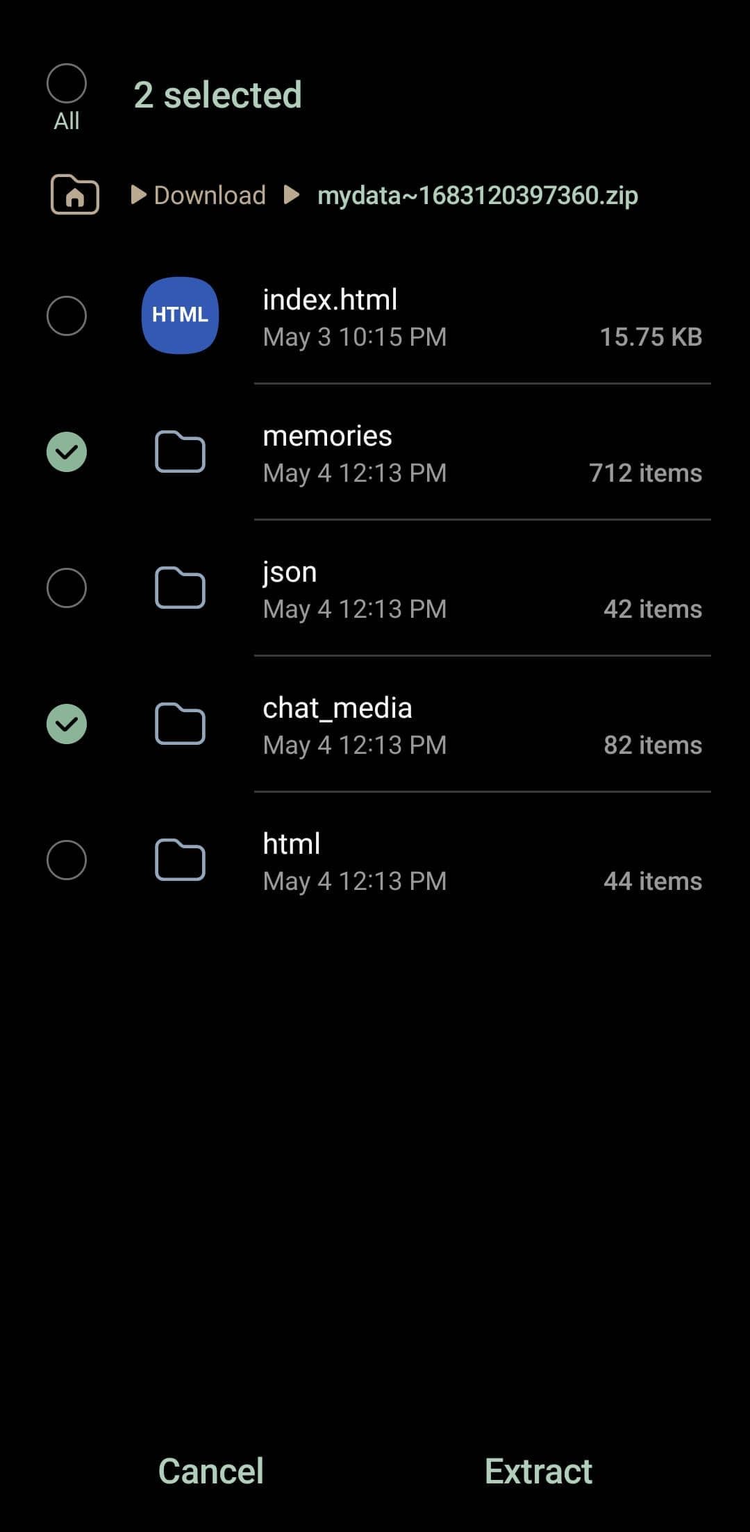 Λήψη δεδομένων Snapchat σε smartphone Android