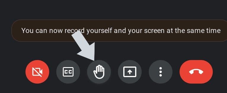 Το κουμπί σηκώστε το χέρι στη λειτουργία συνοδευτικού Google Meet