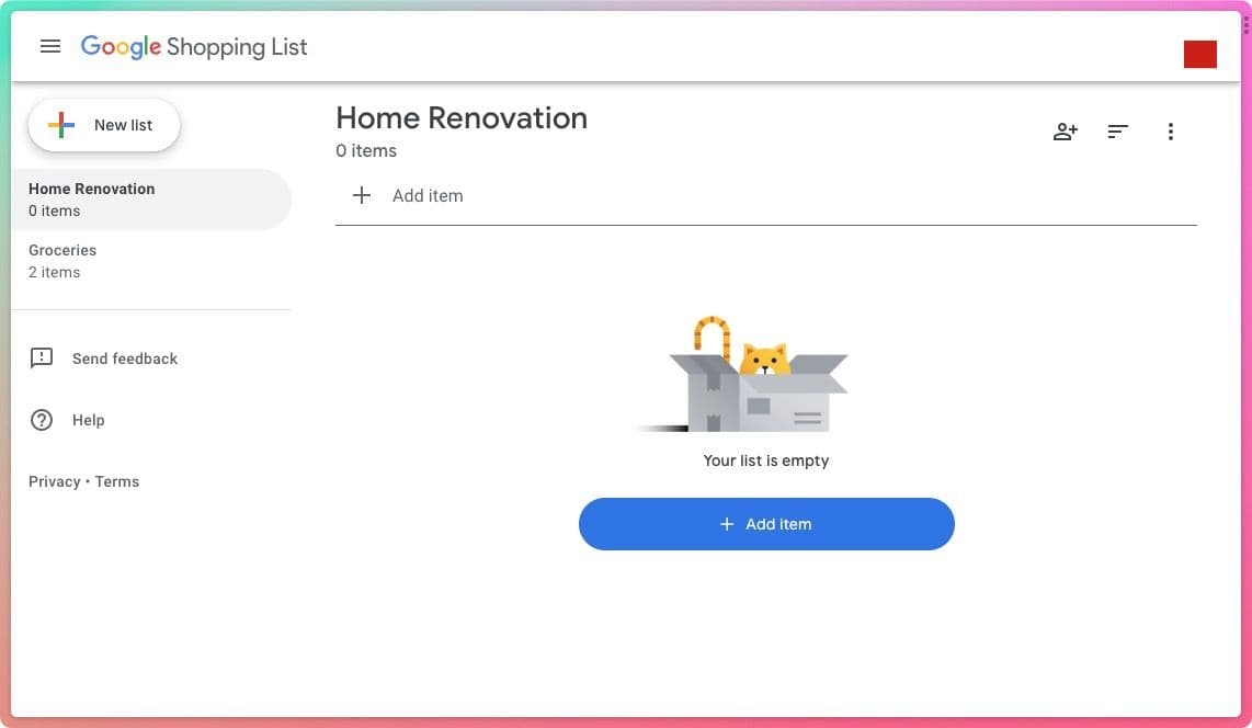 Εφαρμογή Ιστού Google Shopping List