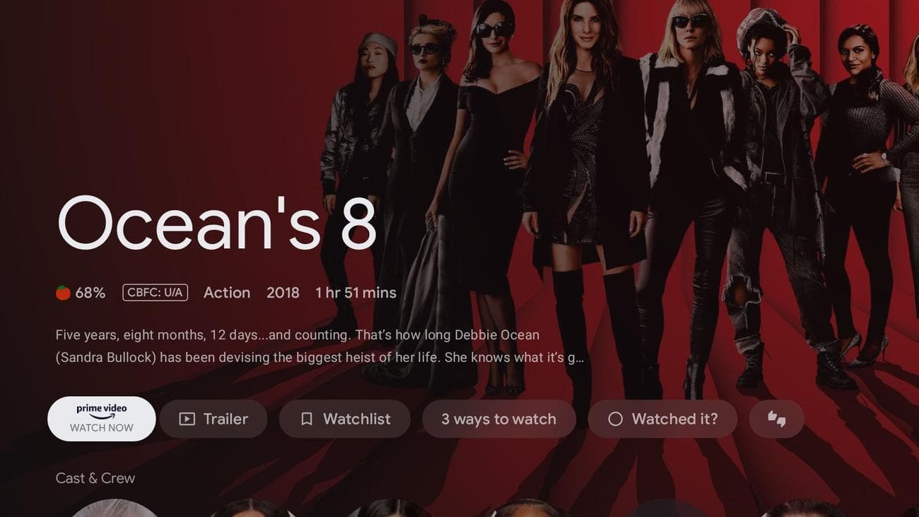 Σελίδα ταινίας Google TV με πληροφορίες από το Γράφημα γνώσεων Google