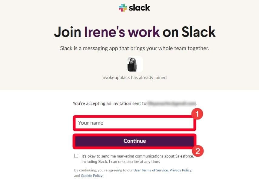 Συμμετοχή σε χώρο εργασίας Slack μέσω πρόσκλησης