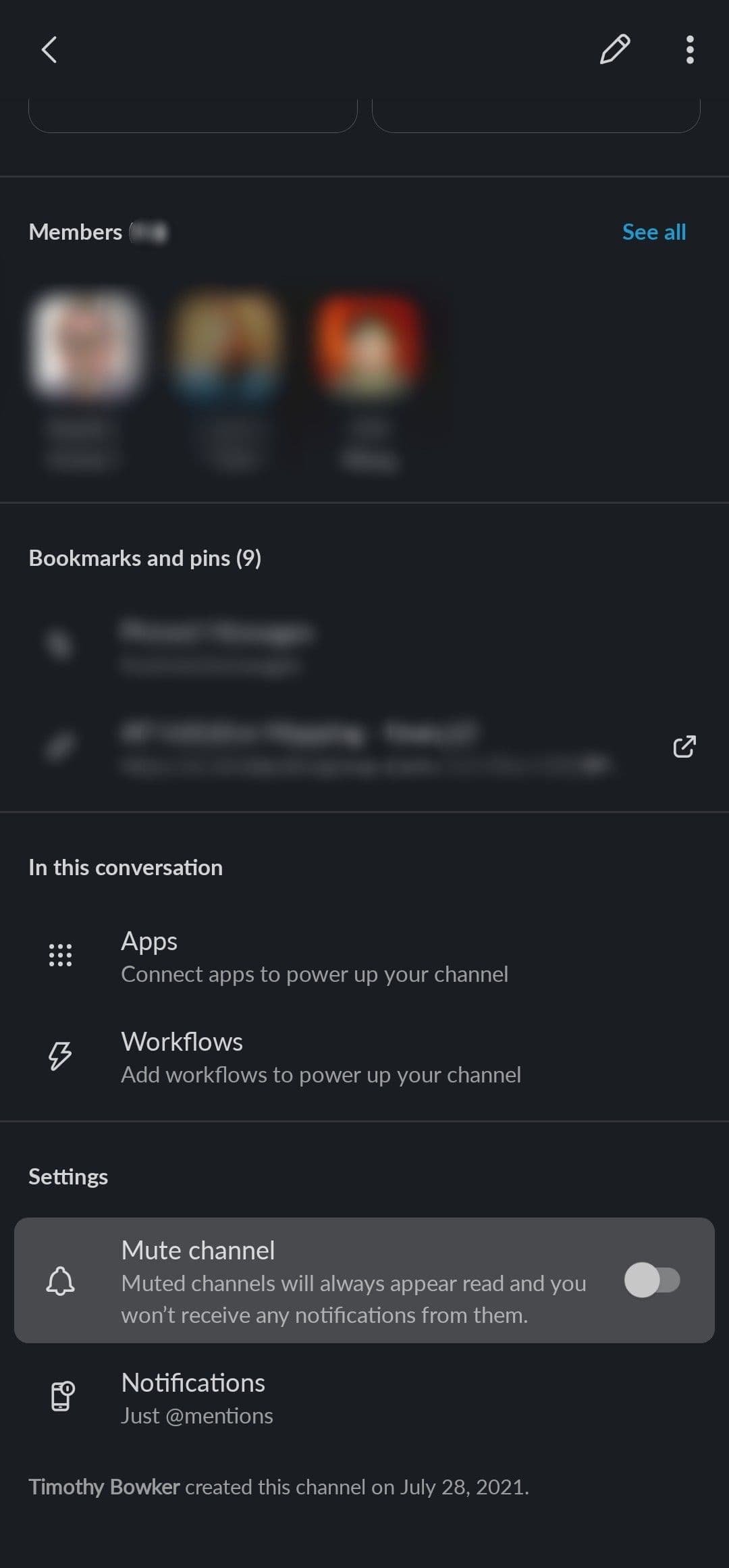 Σίγαση καναλιού Slack στο κινητό