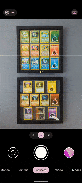 Κινούμενη εικόνα που δείχνει το επίπεδο λογισμικού στην εφαρμογή κάμερας Pixel.