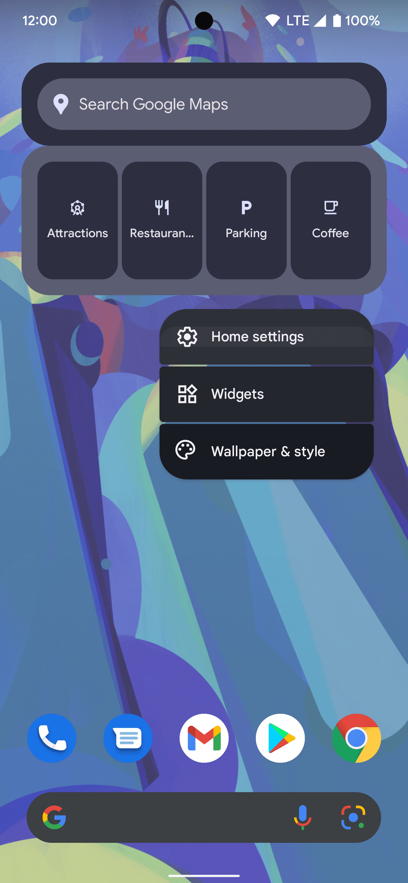 Στιγμιότυπο οθόνης της αρχικής σελίδας smartphone Android
