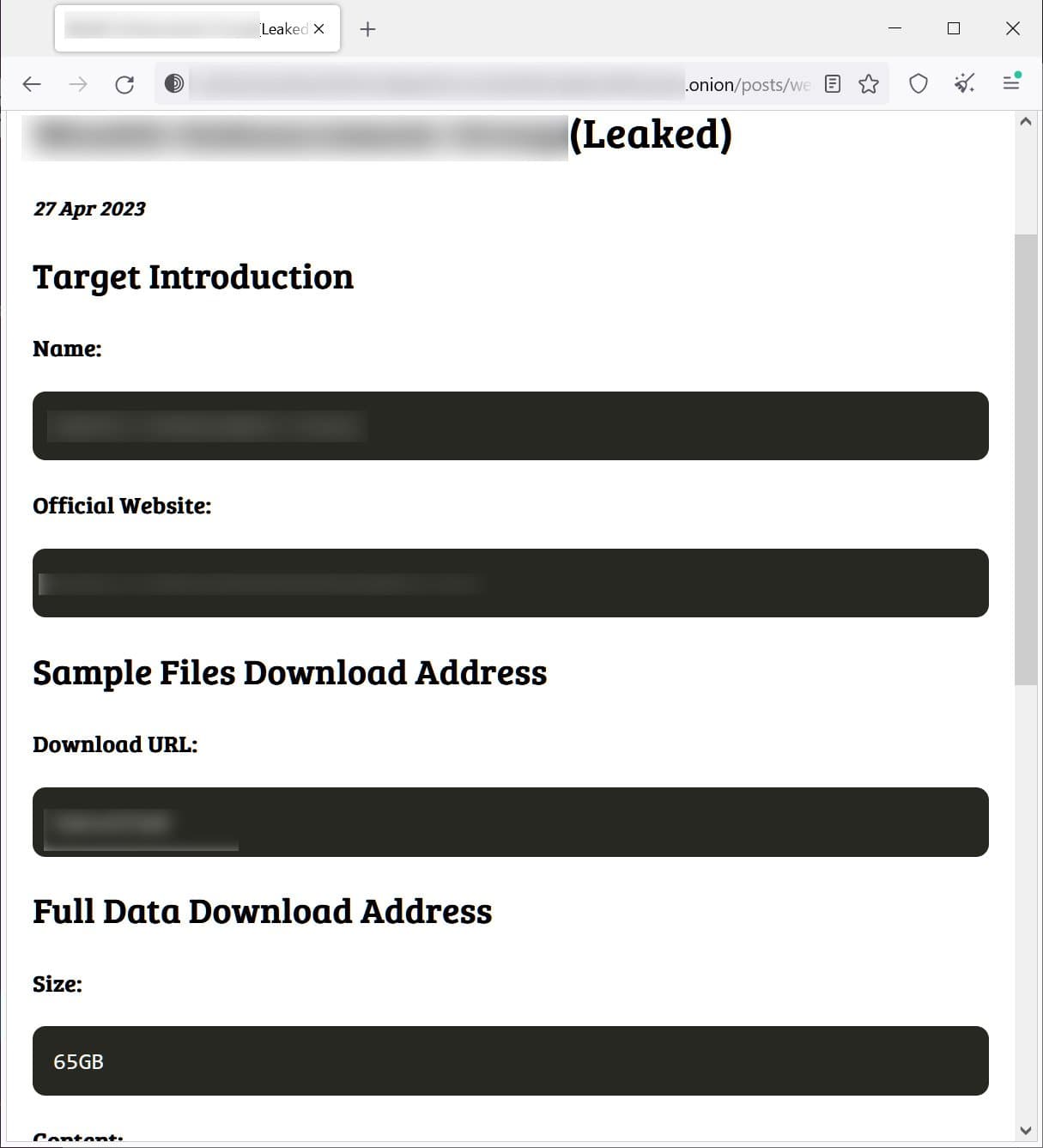 Είσοδος θυμάτων στον ιστότοπο εκβιασμών του RA Group