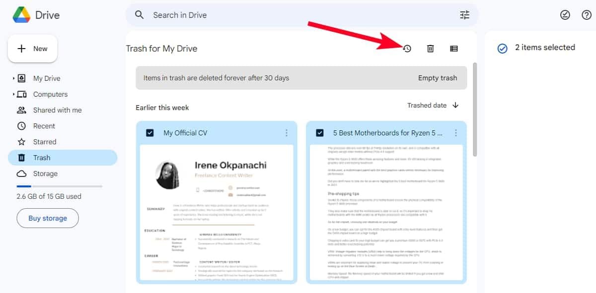 Επαναφορά διαγραμμένων αρχείων Google Drive μέσω του προγράμματος περιήγησης Chrome