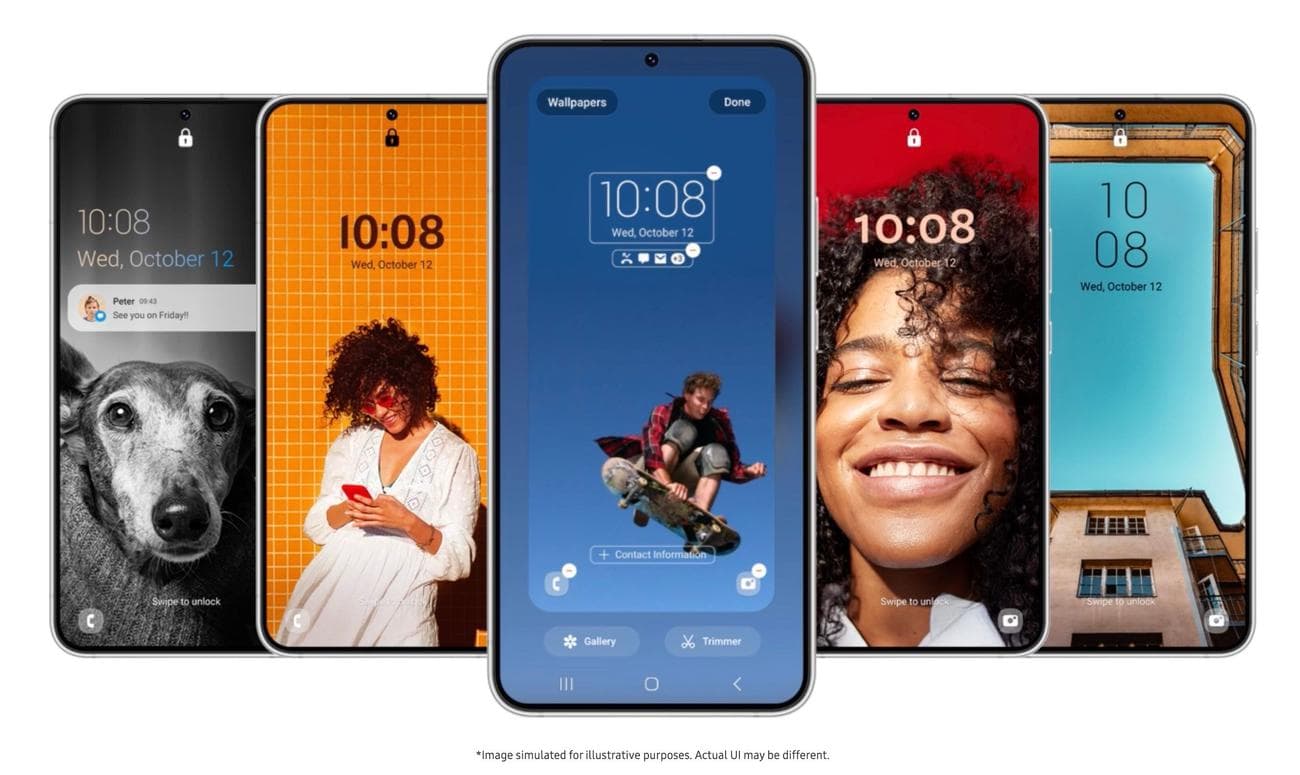 The lockscreen theming on Samsung One UI 5