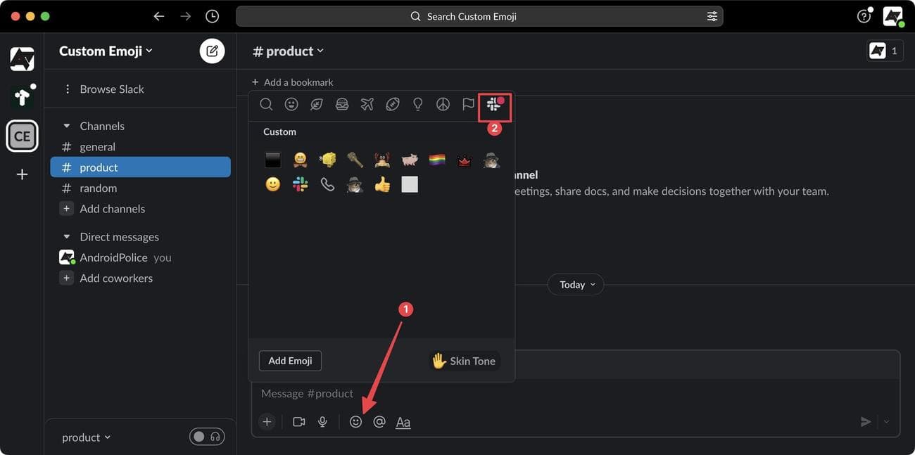 Εικονίδιο Slack στο εργαλείο επιλογής emoji στο Slack