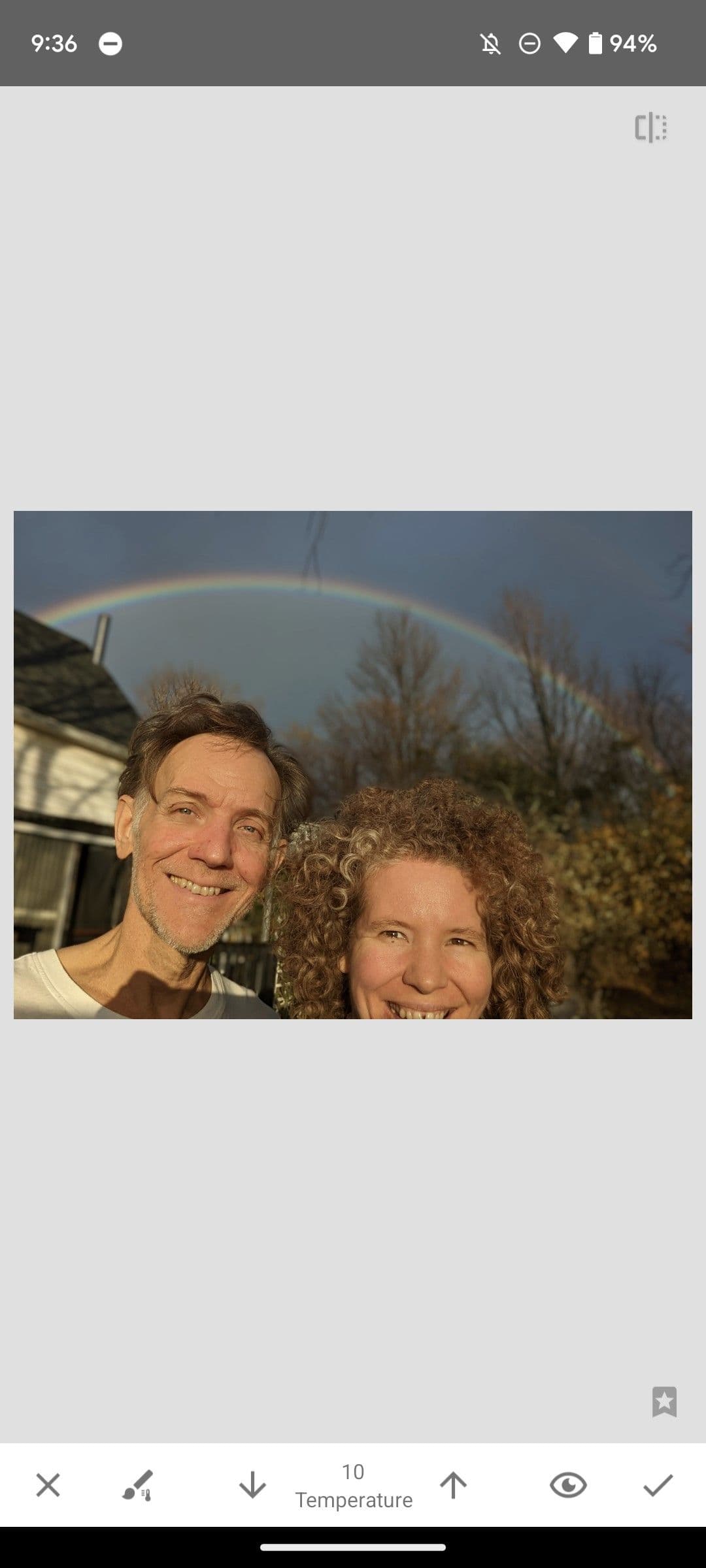 Ένα στιγμιότυπο οθόνης των προσαρμογών πινέλου Snapseed.