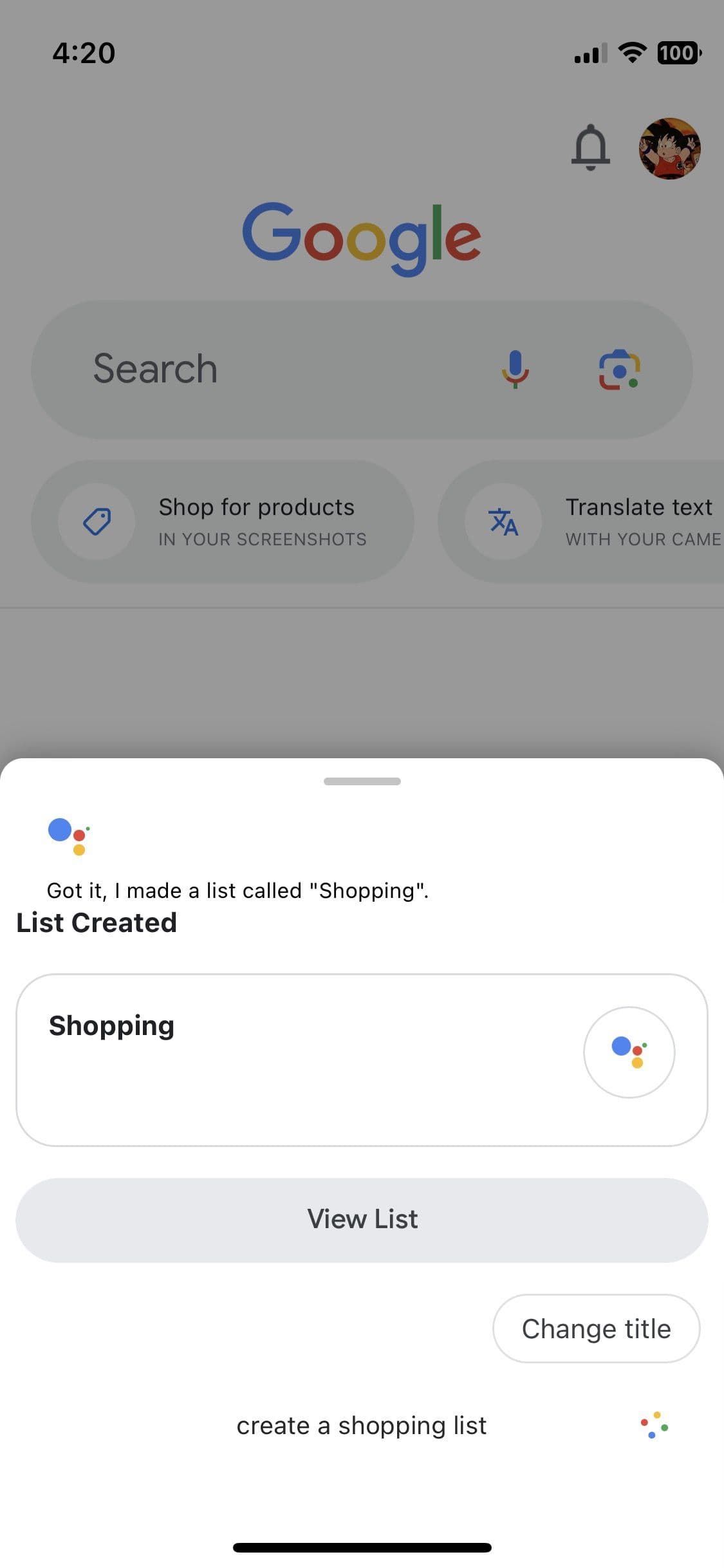 Ο Βοηθός Google δημιουργεί λίστα αγορών