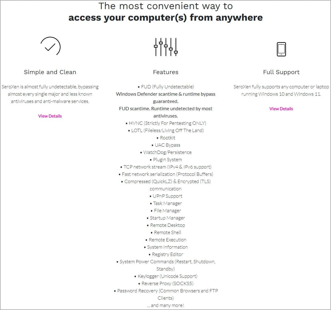 Τα χαρακτηριστικά της SeroXen προωθούνται στον ιστότοπο του καταστήματός της