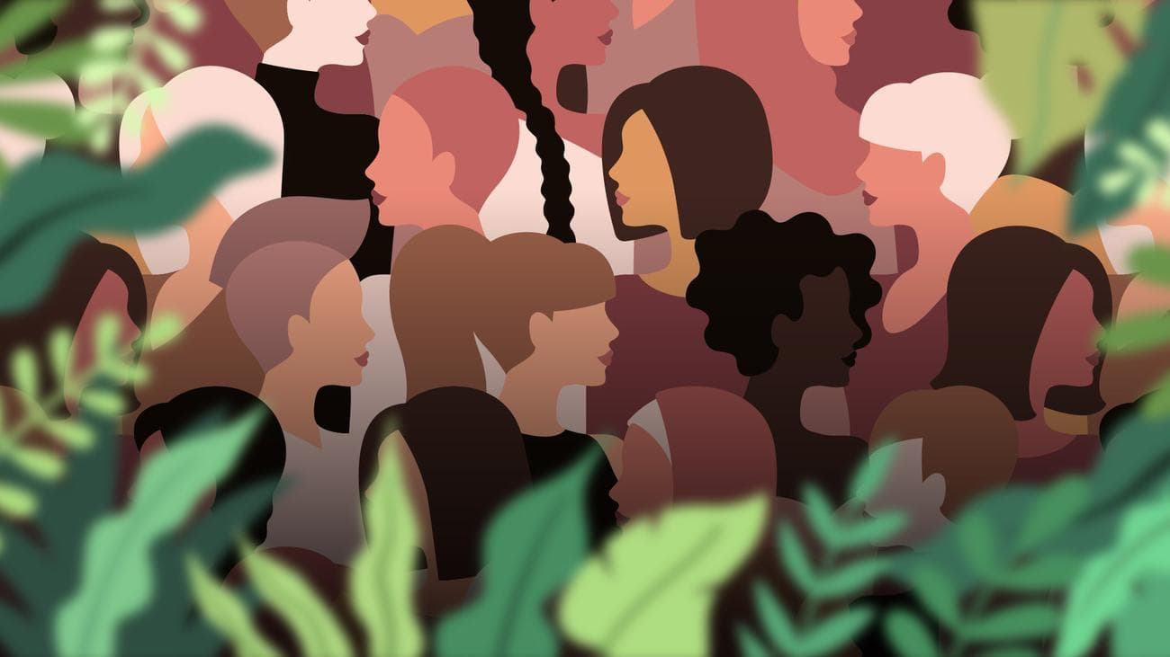 Απεικόνιση των γυναικών ανάμεσα στο φύλλωμα.