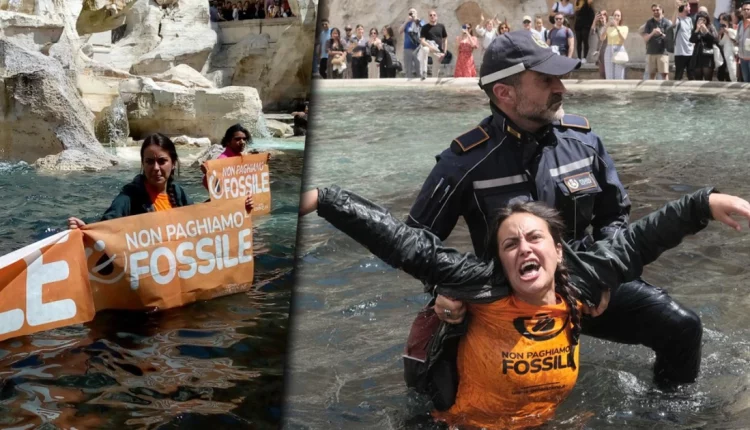 Ρώμη: Ακτιβιστές για το κλίμα «μαύρισαν» τη Φοντάνα ντι Τρέβι (ΒΙΝΤΕΟ)