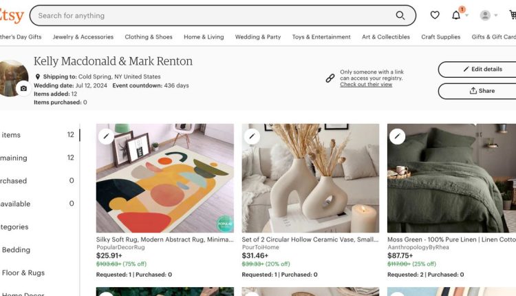 Τα ζευγάρια μπορούν πλέον να κάνουν μητρώα γάμου στο Etsy
