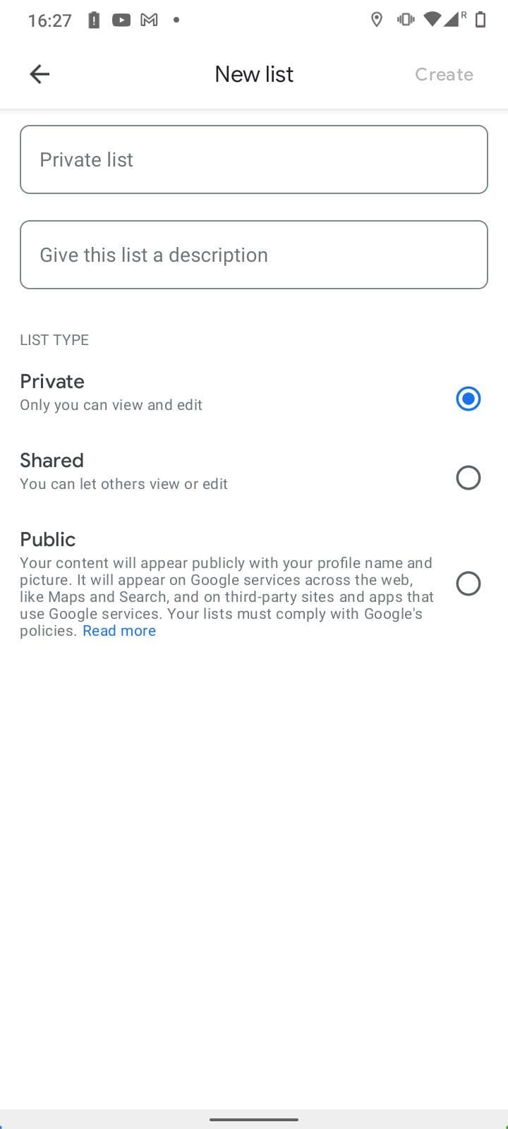 Δημιουργία νέας λίστας στην εφαρμογή Google Maps για smartphone