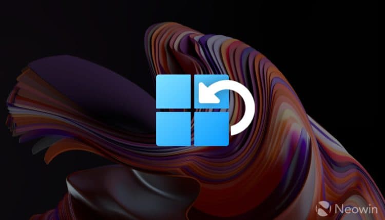 The Windows 11 logo with an arrow pointing back to indicate update uninstall