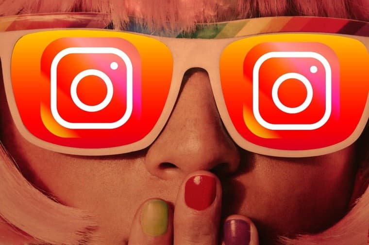 Girl wearing glasses with Instagram logo