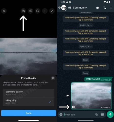 Φωτογραφίες WhatsApp HD σε beta