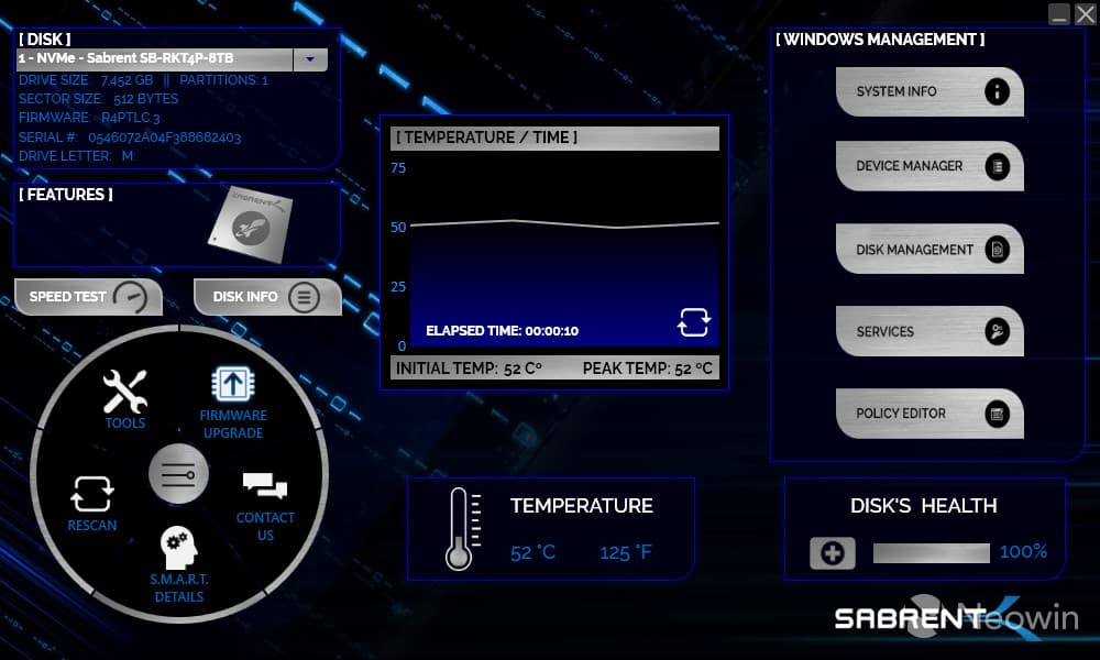 Πίνακας ελέγχου Sabrent