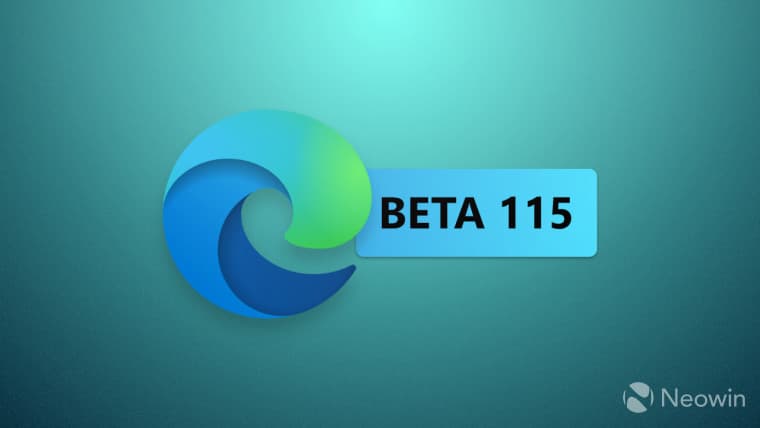 A Microsoft Edge logo with a BETA 115 tag