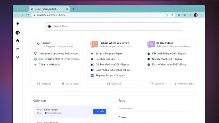 Σελίδα αστεριού στο Dropbox Dash