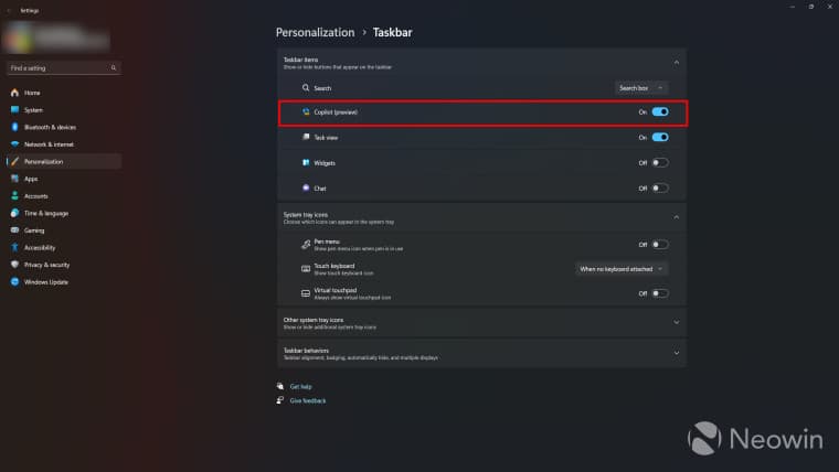 Στιγμιότυπο οθόνης που δείχνει το Windows Copilot