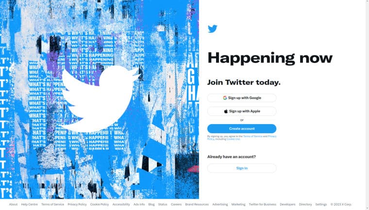 Twitter homepage