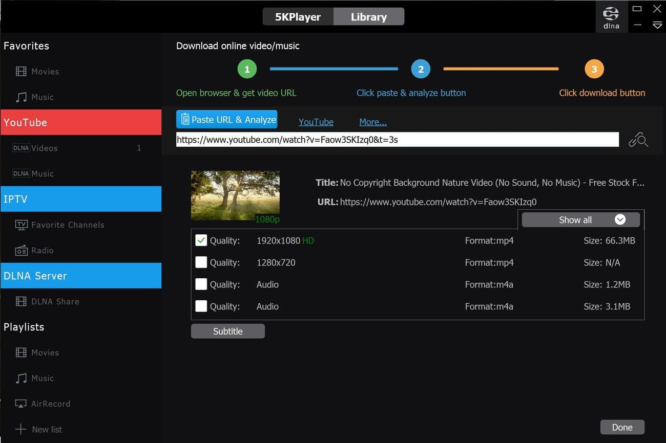 Επιλογές λήψης 5k-player