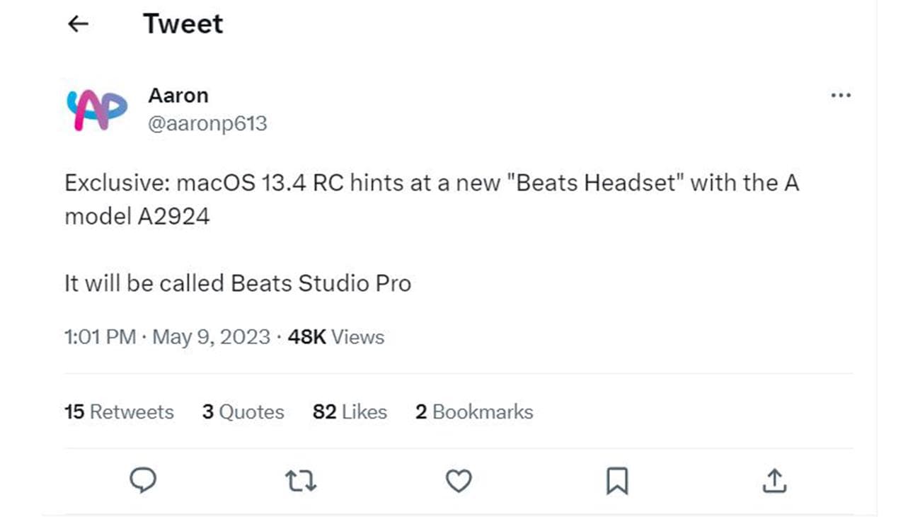 Ένα tweet του φημολογούμενου Beats Studio 4.