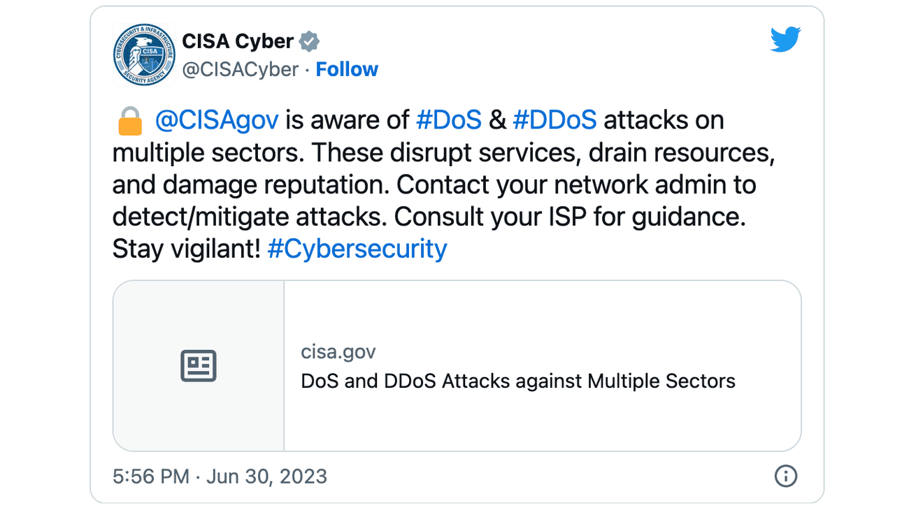 Προειδοποίηση CISA DDoS