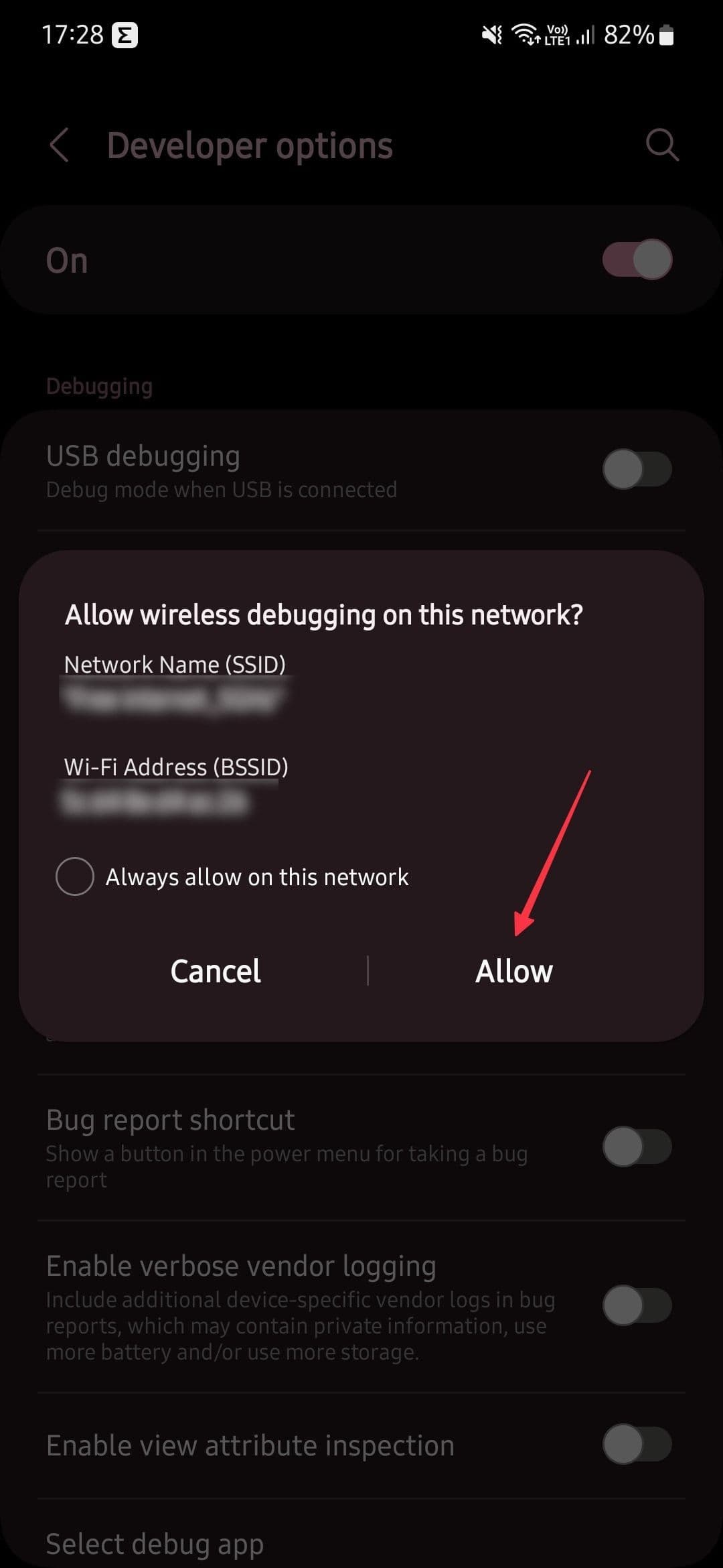 Επιτρέποντας την πρόσβαση στη δυνατότητα ασύρματου εντοπισμού σφαλμάτων σε ένα τηλέφωνο Samsung