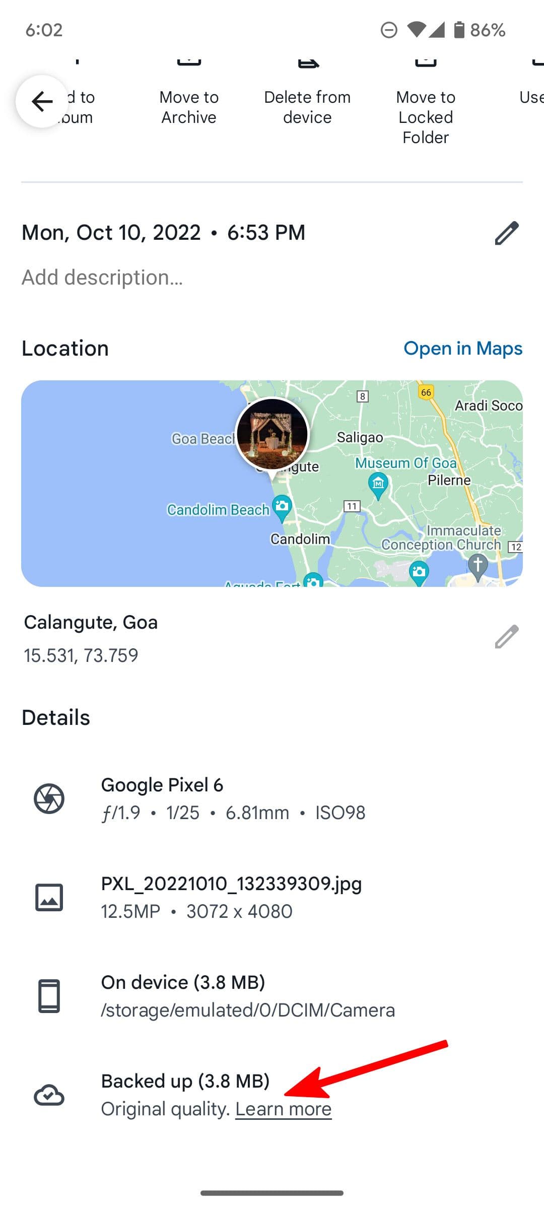 Λεπτομέρειες εικόνας στο Google Photos
