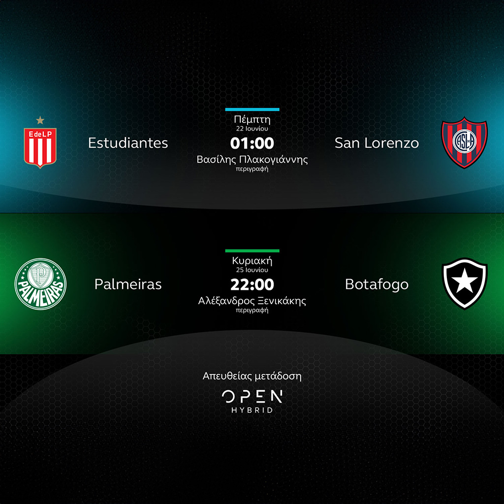 H 21η αγωνιστική Αργεντινής & η 11η και 12η αγωνιστική Βραζιλίας στην υβριδική τηλεόραση του OPEN - Digitaltvinfo.gr