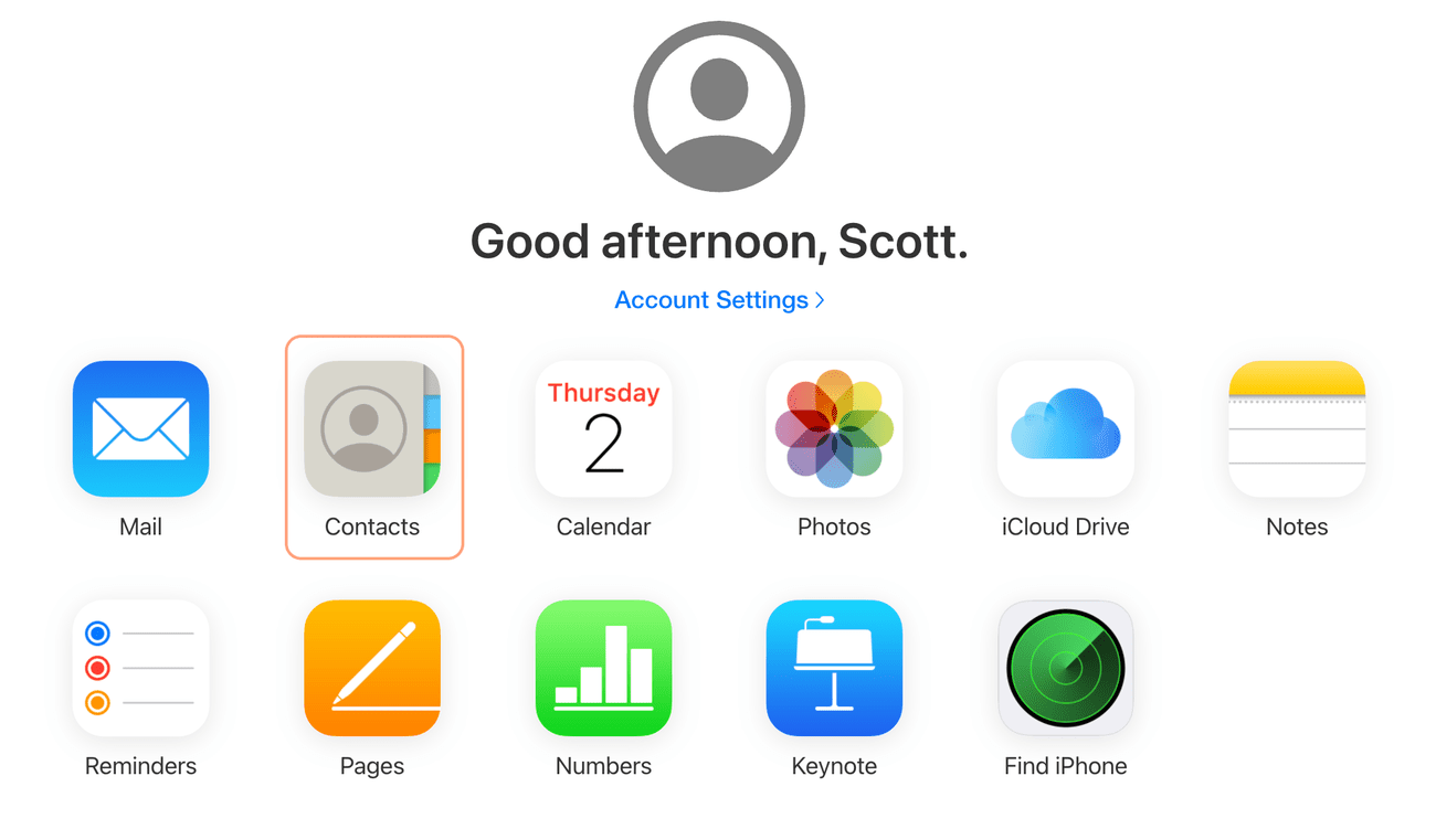 Οι οικιακές εφαρμογές iCloud στην έκδοση του προγράμματος περιήγησης. 