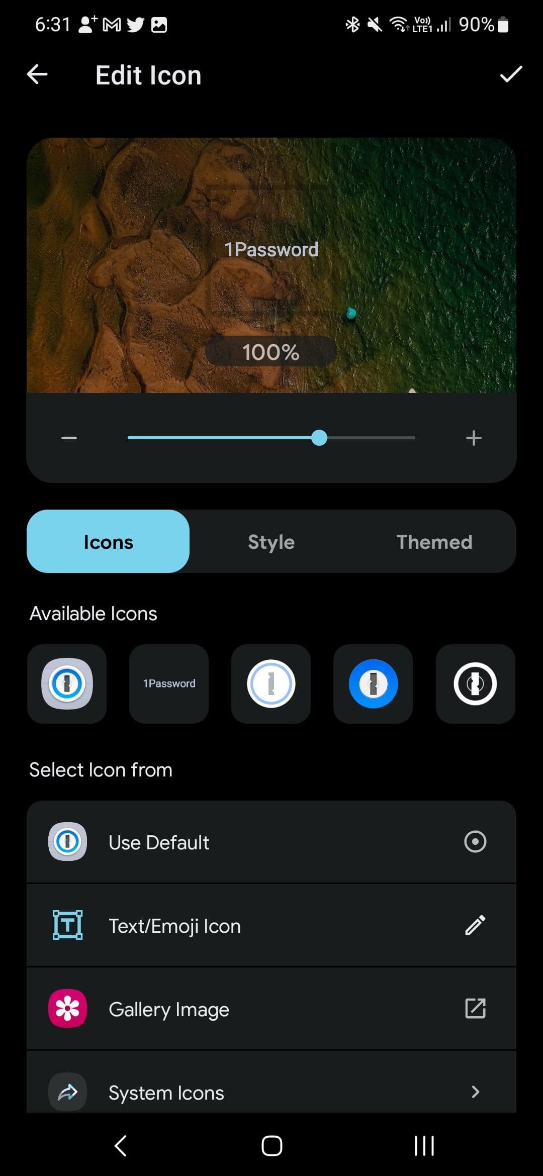Επιλογές προσαρμογής εικονιδίων στο Shortcut Maker