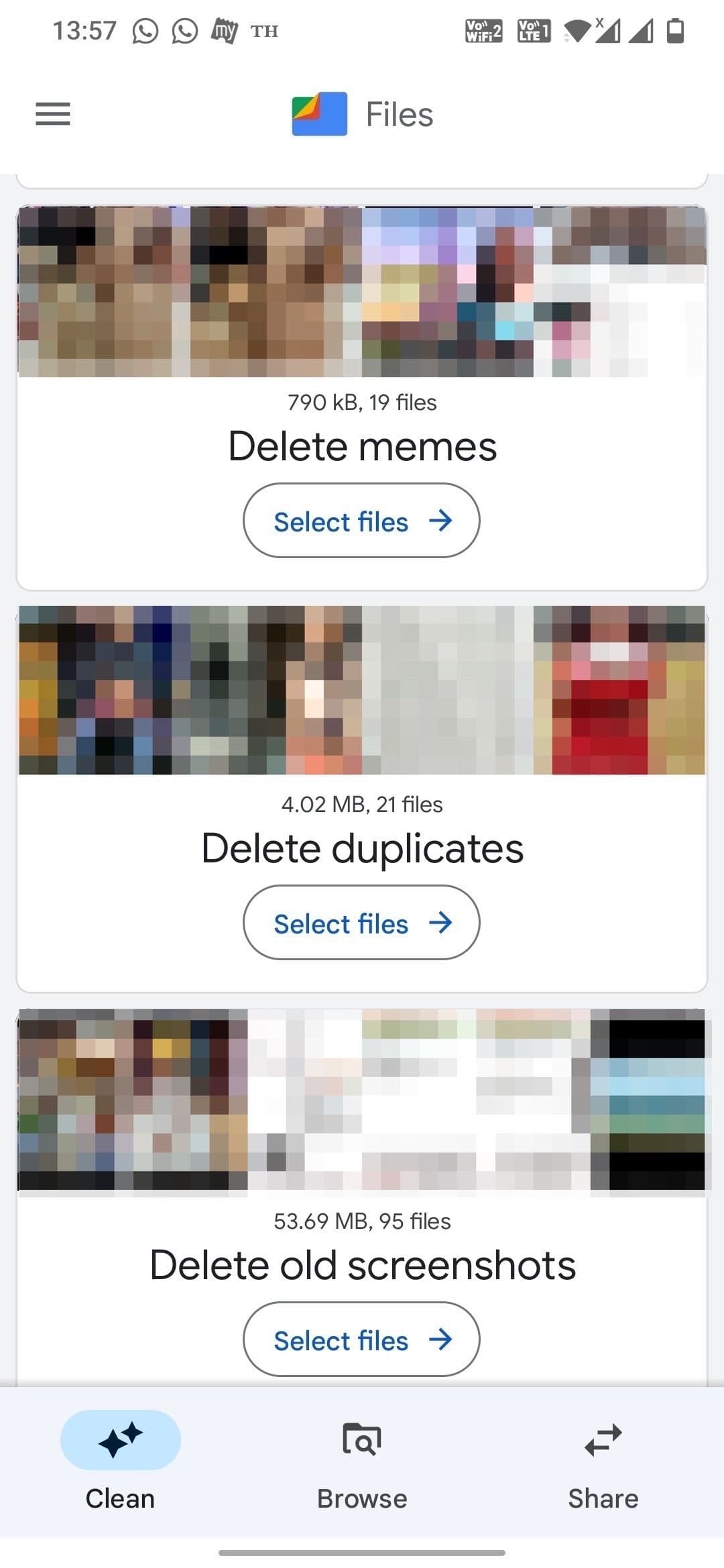 Εφαρμογή Αρχεία Google Καθαρίστε στιγμιότυπο οθόνης καρτέλας