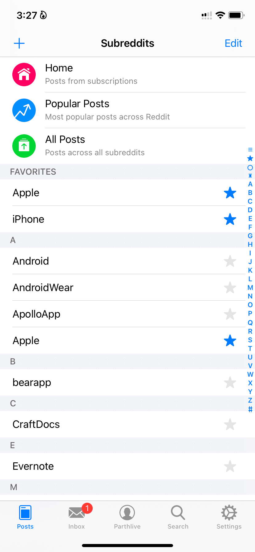 Apollo για το σπίτι του reddit
