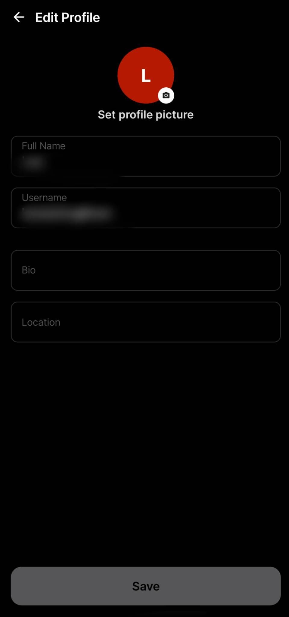 Το στιγμιότυπο οθόνης δείχνει τη σελίδα Επεξεργασία προφίλ στην εφαρμογή BeReal.